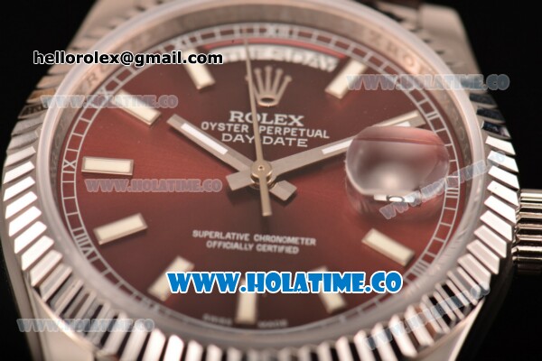 Rolex Day-Date Asia 2813/Swiss ETA 2836/Clone Rolex 3135 Automatic Steel Case with Stick Markers and Brown Dial (BP) - Click Image to Close